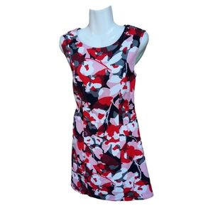 The Limited Red Pink Floral Fit & Flare Dress